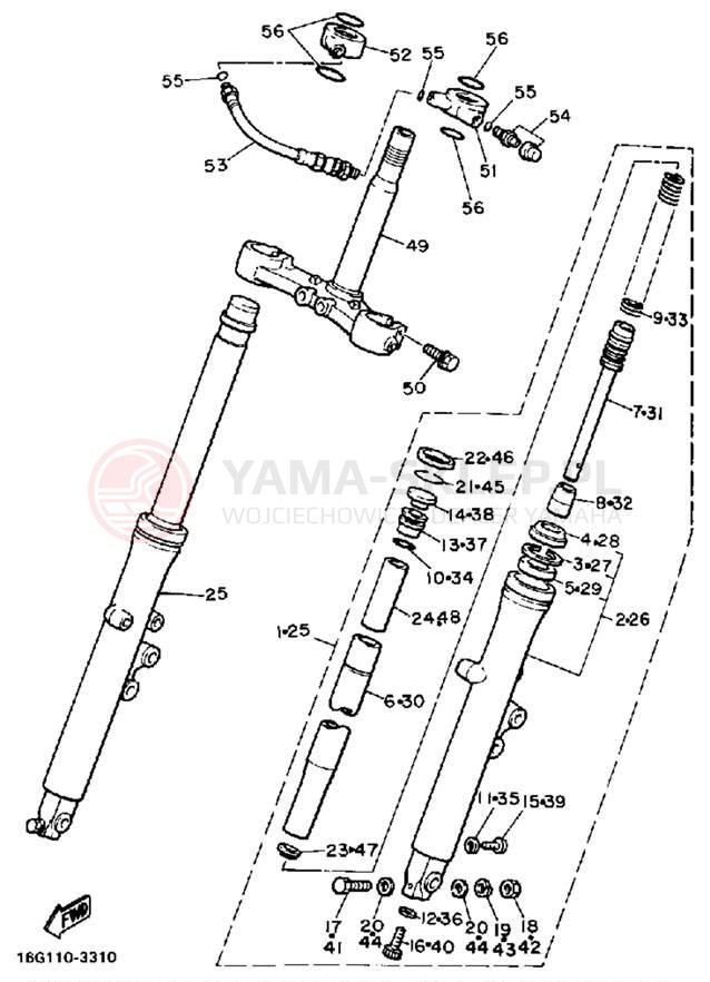 Schemat "Amortyzatory przód" do Yamaha XJ650LJ