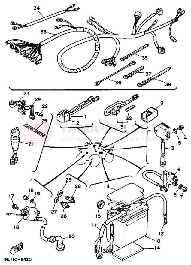 Schemat "układ elektryczny" do Yamaha YFM200DXS