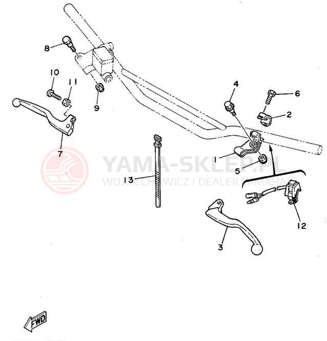 Schemat "Kierownica i osprzęt" do Yamaha WR250ZF