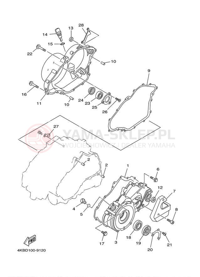 Schemat "Pokrywa silnika" do Yamaha WOLVERINE YFM350FXM/YFM350FXMC
