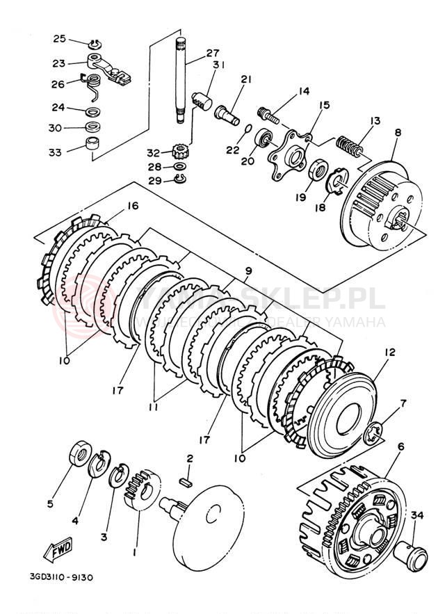 Schemat "sprzęgło" do Yamaha WARRIOR YFM350XF_M