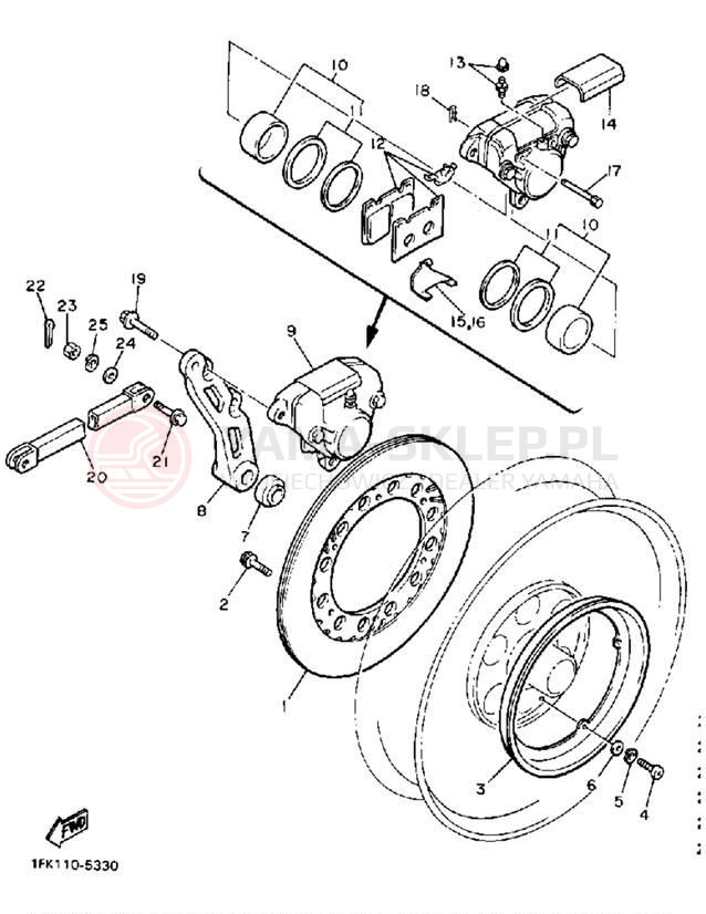 Schemat "Zacisk hamulcowy tylny" do Yamaha V-MAX 1200 VMX12W/VMX12WC