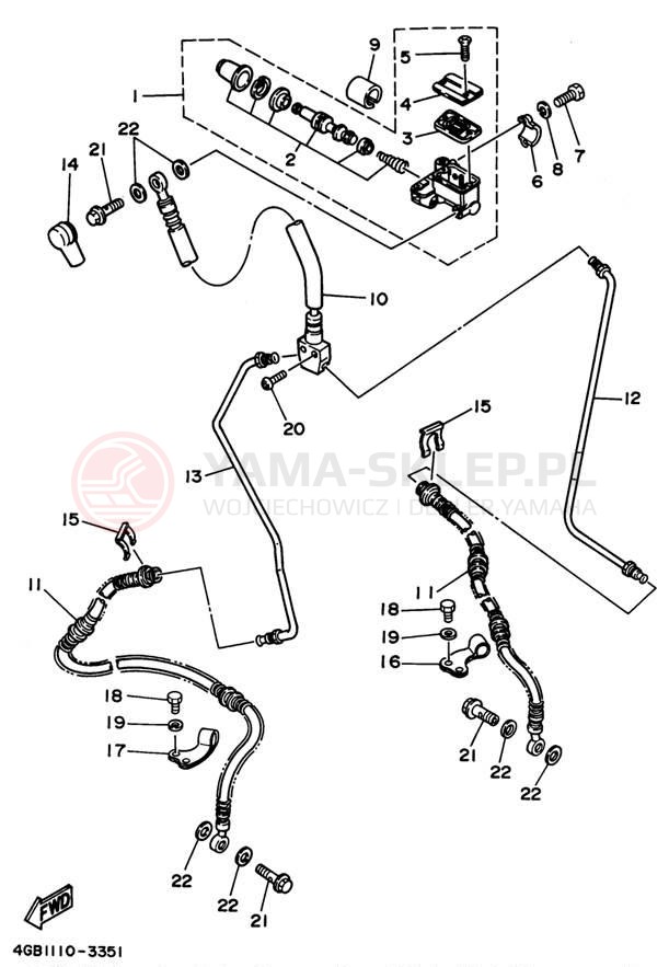 Schemat "Pompa hamulcowa przednia" do Yamaha BIG BEAR 4WD YFM350FWF