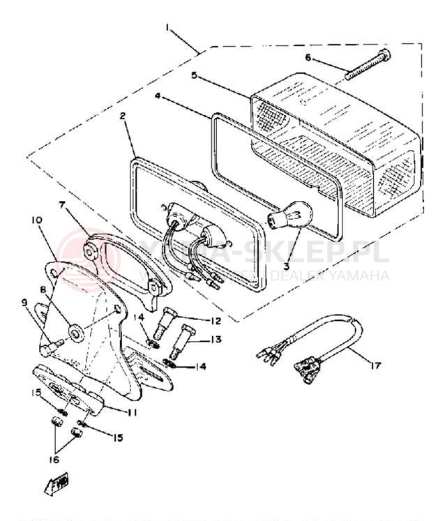 Schemat "Oświetlenie tył" do Yamaha XS400-2E