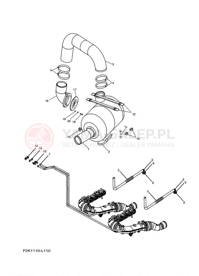 Schemat "wydech" do Yamaha AR210 LAT1100AM