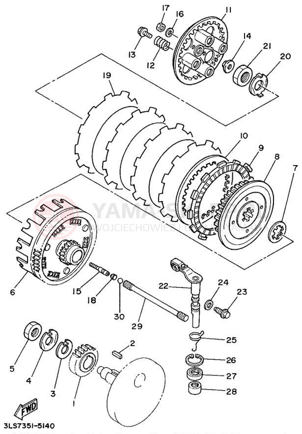Schemat "sprzęgło" do Yamaha VIRAGO 250 XV250G/XV250GC