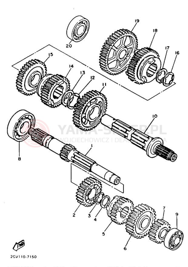 Schemat "Skrzynia biegów " do Yamaha VIRAGO 535 XV535TC/XV535T
