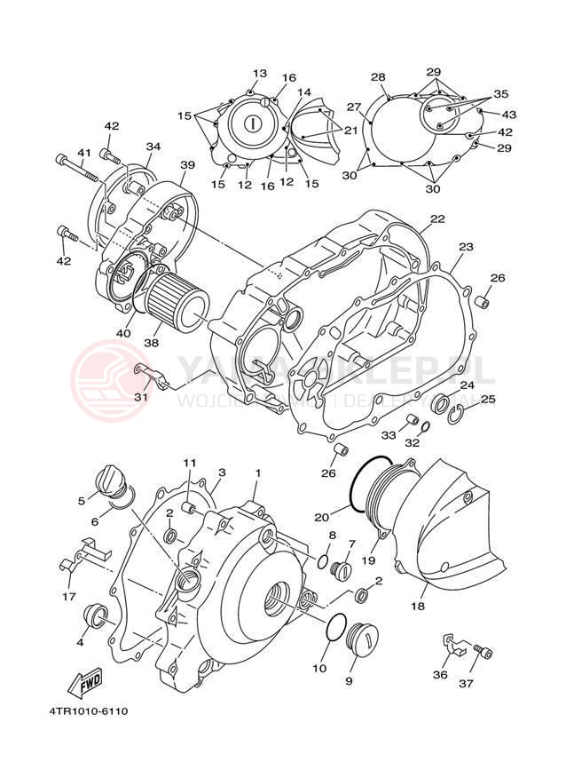 Schemat "Pokrywa silnika" do Yamaha V STAR CUSTOM XVS65S/XVS65SC