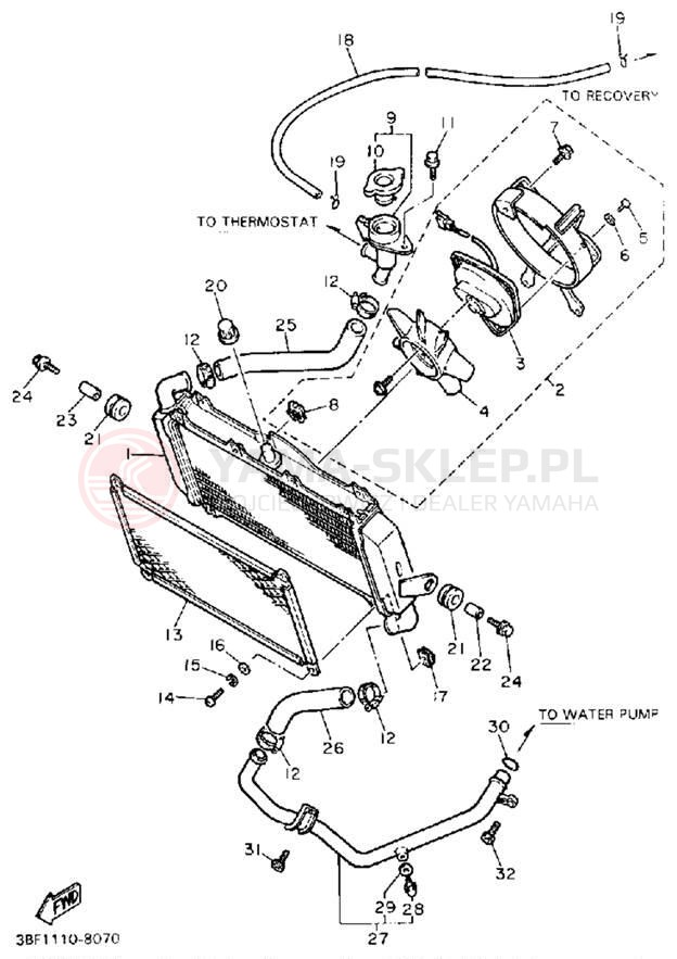 Schemat "Układ chlodzenia" do Yamaha FZR400A