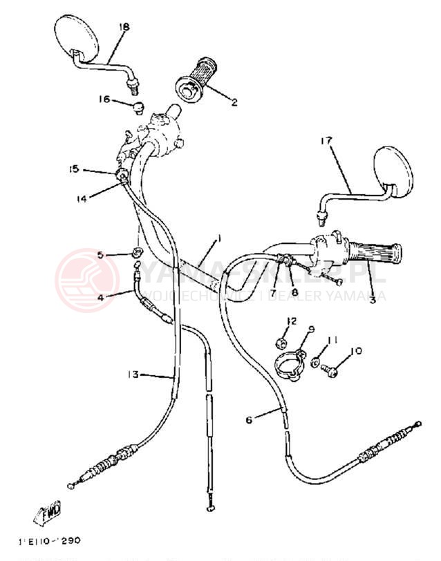 Schemat "Kierownica i osprzęt" do Yamaha SR185J