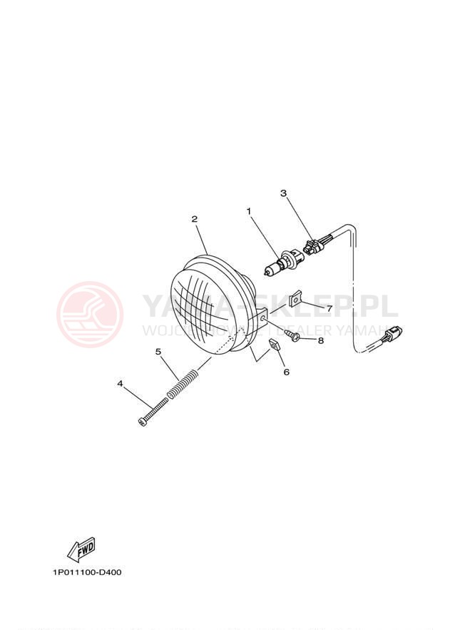 Schemat "Lampa przód" do Yamaha BRUIN 250 YFM250BT