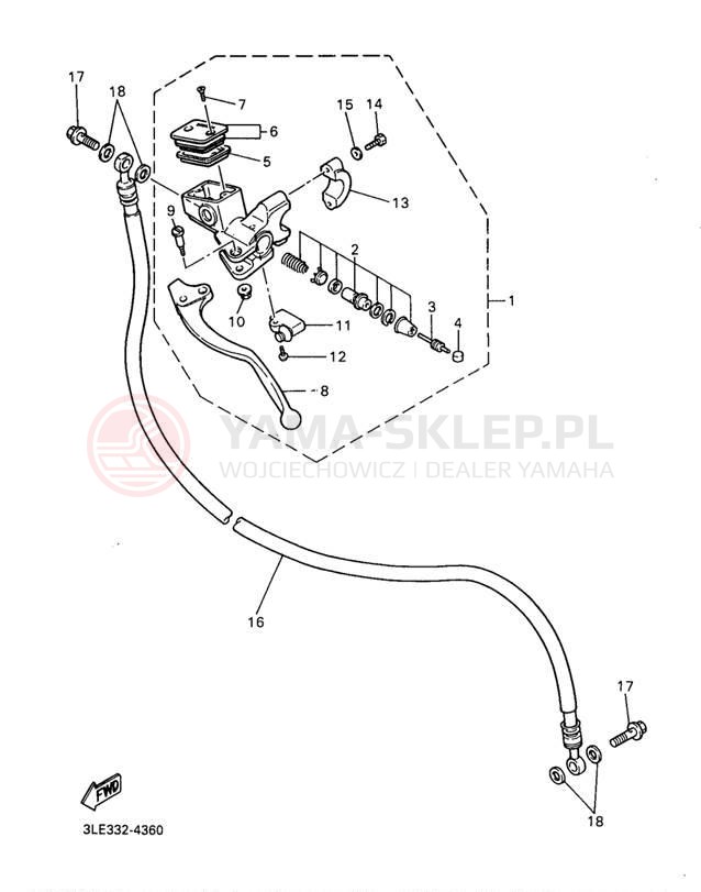 Schemat "Pompa hamulcowa przednia" do Yamaha YZF1000RJC/YZF1000RJ