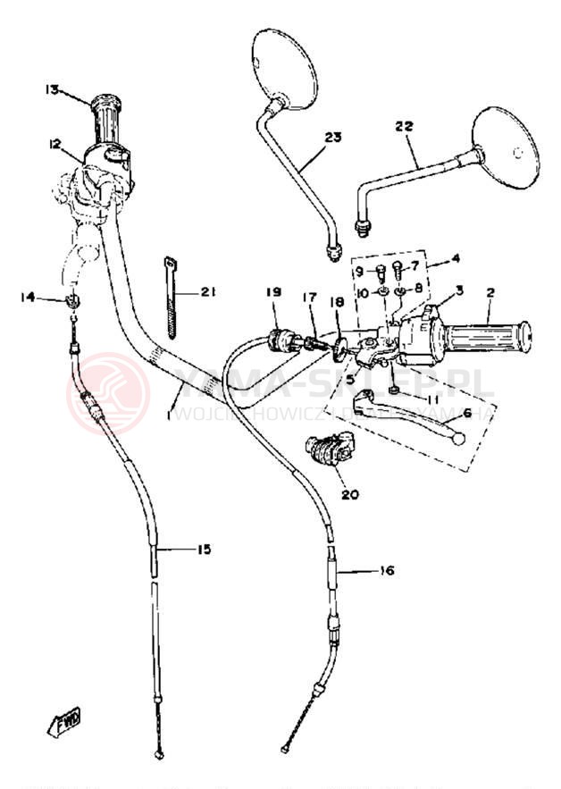 Schemat "Kierownica i osprzęt" do Yamaha XS750E_227