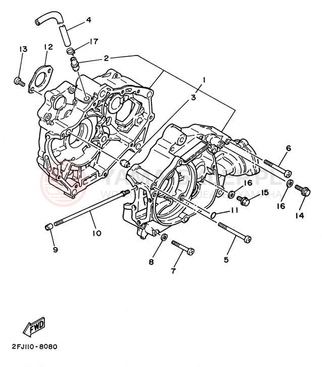 Schemat "Obudowa silnika" do Yamaha BADGER YFM80H