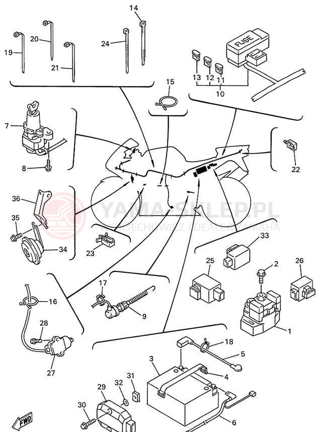 Schemat "układ elektryczny" do Yamaha R1 YZFR1L/YZFR1LC