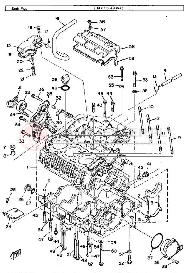 Schemat "Obudowa silnika" do Yamaha XS850SG