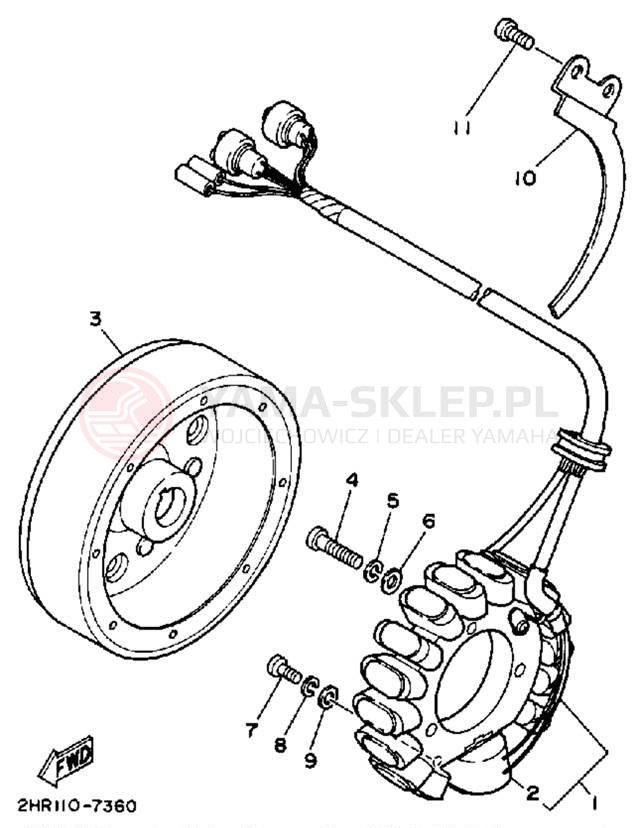 Schemat "prądnica" do Yamaha MOTO-4 YFM350ERU