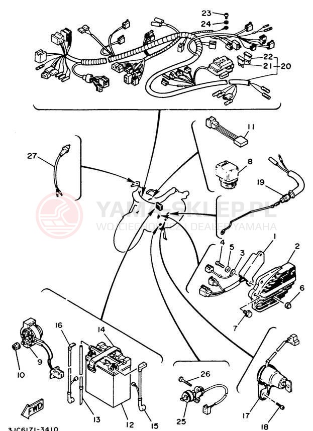 Schemat "układ elektryczny" do Yamaha VIRAGO 535 XV535E/XV535EC