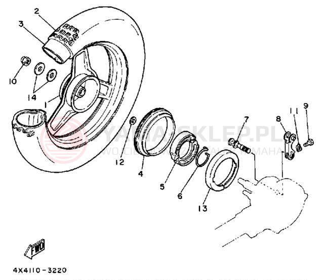 Schemat "Koło tył" do Yamaha Y-ZINGER PW50N