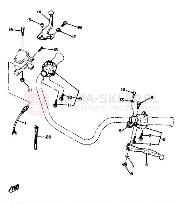 Schemat "Kierownica i osprzęt" do Yamaha XS650SG