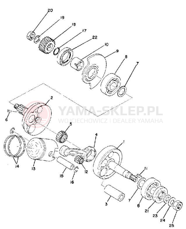 Schemat "Wał korbowy, tłok" do Yamaha G6SB