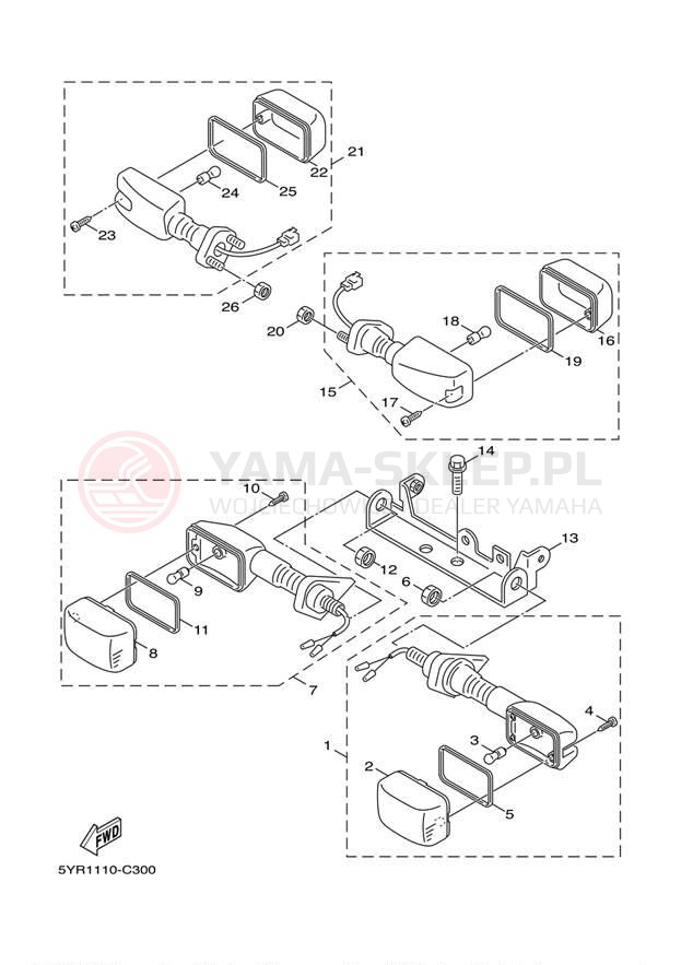 Schemat "kierunkowskazy" do Yamaha VINO 125 YJ125YR/YJ125YS