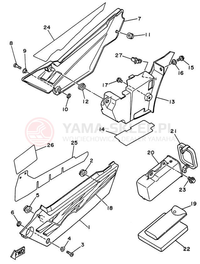 Schemat "Pokrywa boczna" do Yamaha SEROW XT225HC/XT225H