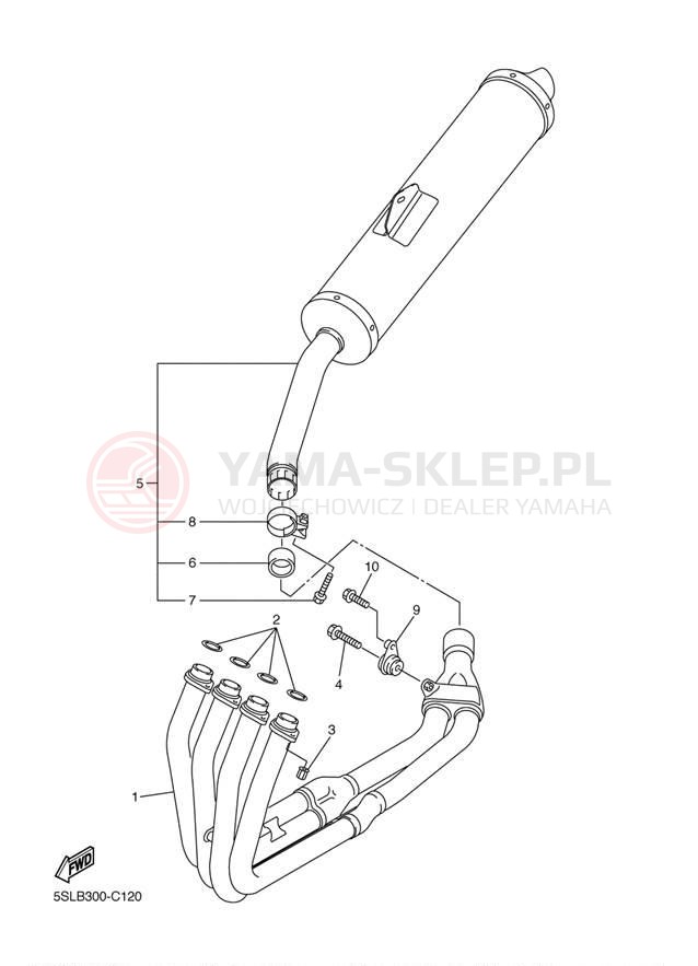 Schemat "Wydech końcowy" do Yamaha R6S YZFR6SW/YZFR6SWC