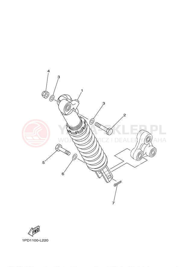 Schemat "zawieszenie tył" do Yamaha YFZ450 YFZ45BB/YFZ45BW