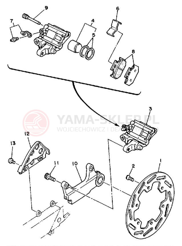 Schemat "Zacisk hamulcowy tylny" do Yamaha WR500ZD