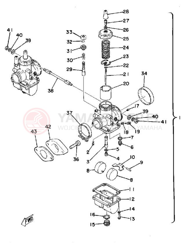 Schemat "Gaźnik" do Yamaha TZ250F
