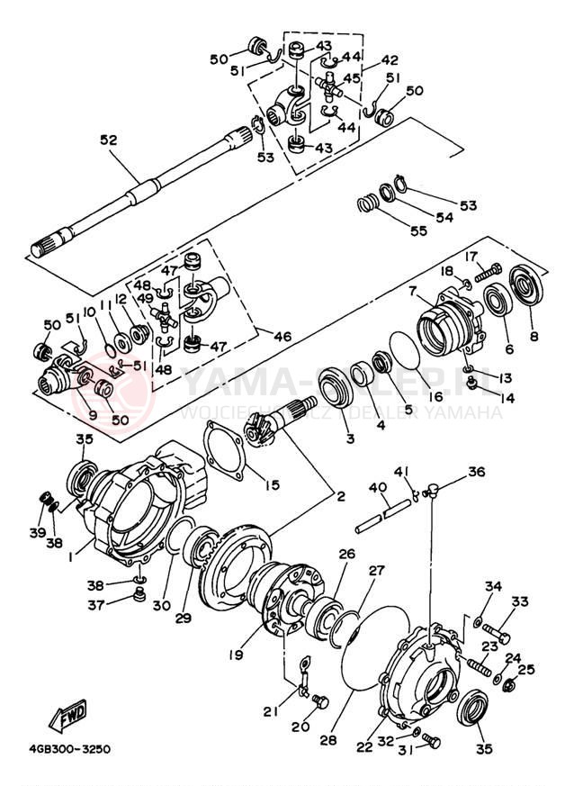Schemat "Wał napędowy przód" do Yamaha TIMBERWOLF 4WD YFB250FWJ