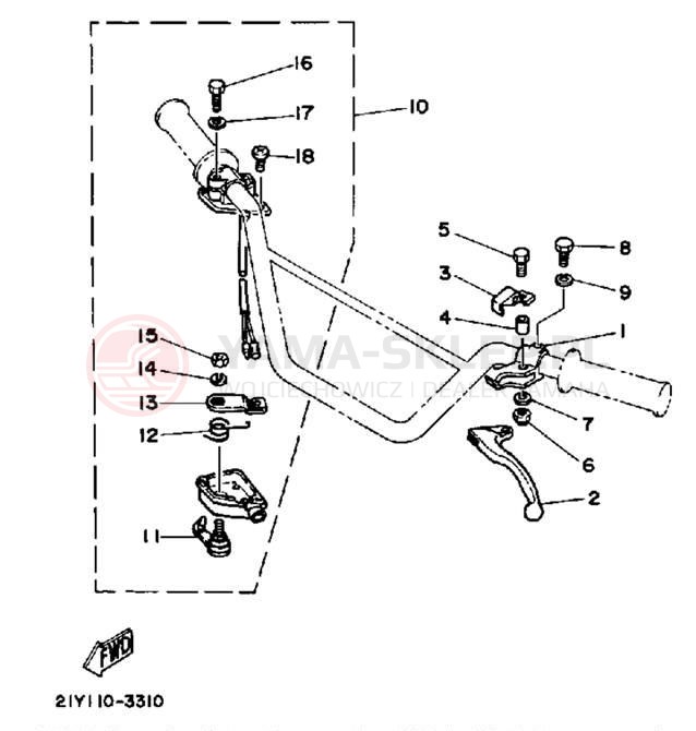 Schemat "Kierownica i osprzęt" do Yamaha YT125L
