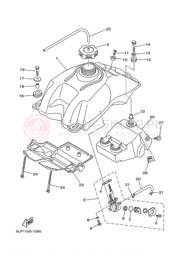 Schemat "zbiornik paliwa" do Yamaha 660R RAPTOR YFM660RN/YFM660RNC