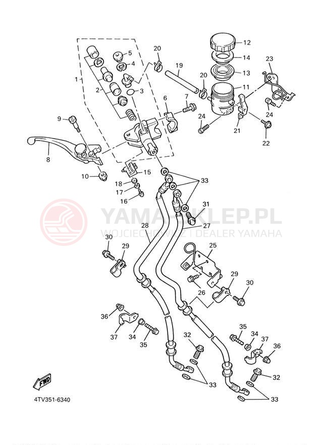 Schemat "Pompa hamulcowa przednia" do Yamaha YZF600R YZF600RM/YZF600RMC