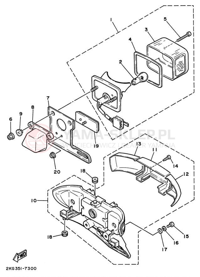 Schemat "lampa tył" do Yamaha RAZZ SH50L