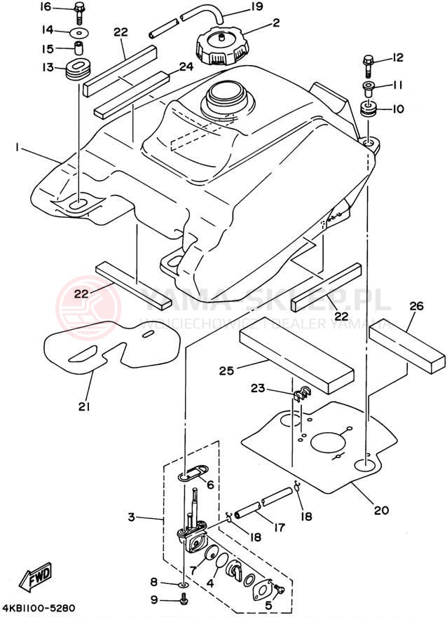 Schemat "zbiornik paliwa" do Yamaha YFM35FXG_M