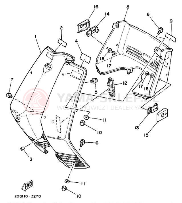 Schemat "Nadwozie przód" do Yamaha RIVA 50 CA50S
