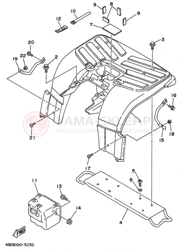 Schemat "Tylny błotnik" do Yamaha YFB250G_MNH
