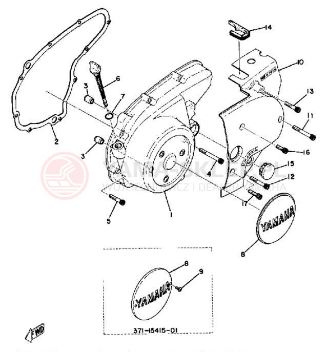 Schemat "Pokrywa silnika" do Yamaha XS500B