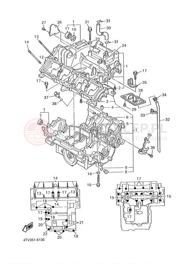 Schemat "Obudowa silnika" do Yamaha YZF600R YZF600RM/YZF600RMC