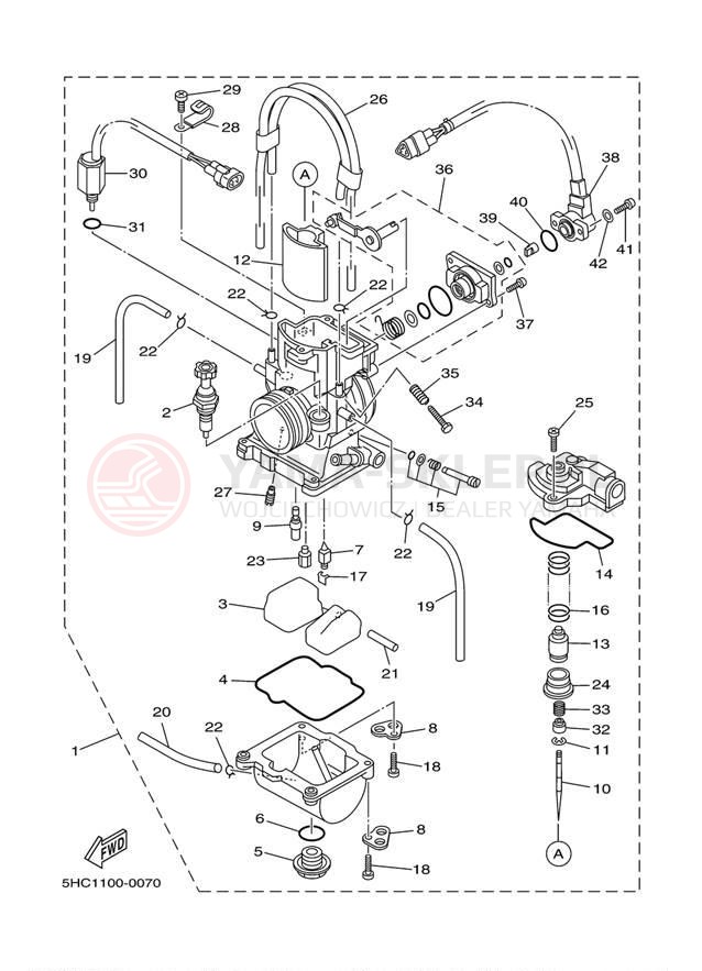 Schemat "Gaźnik" do Yamaha YZ250 YZ250N1