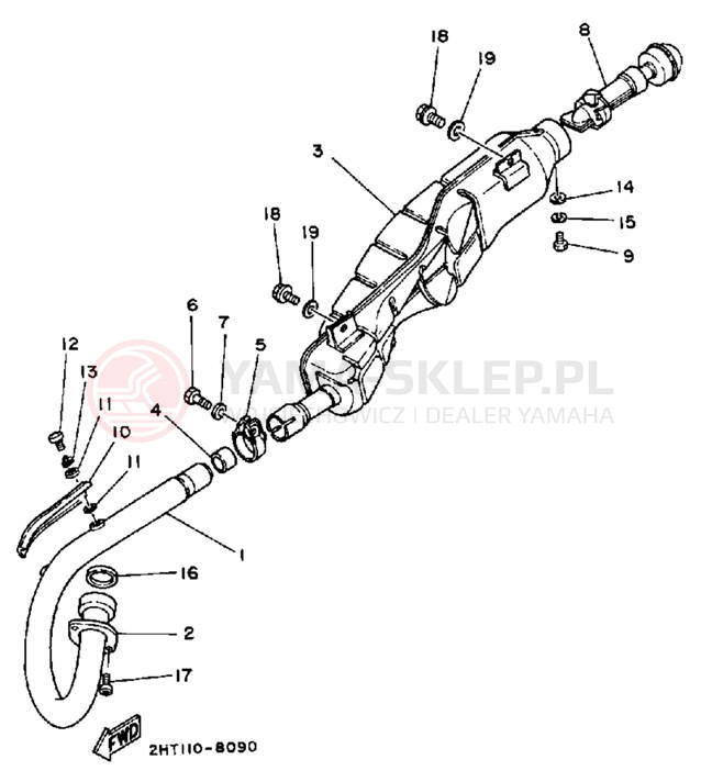 Schemat "Wydech końcowy" do Yamaha MOTO-4 YFM250A