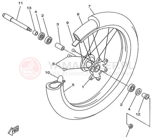 Schemat "Koło przód" do Yamaha COMPETITION YZ250L1