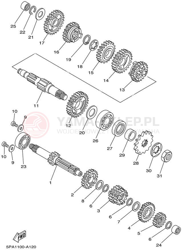 Schemat "Skrzynia biegów " do Yamaha YZ85 YZ85P