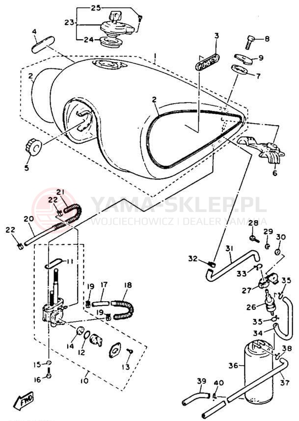 Schemat "zbiornik paliwa" do Yamaha VIRAGO 750 XV750E/XV750EC