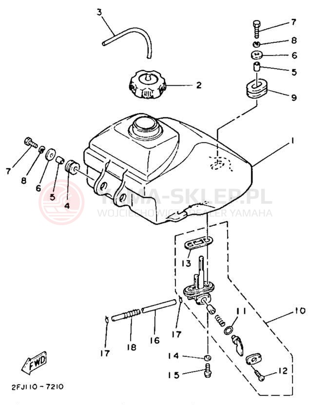 Schemat "zbiornik paliwa" do Yamaha BADGER YFM80T