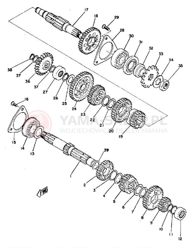Schemat "Skrzynia biegów " do Yamaha TY250A