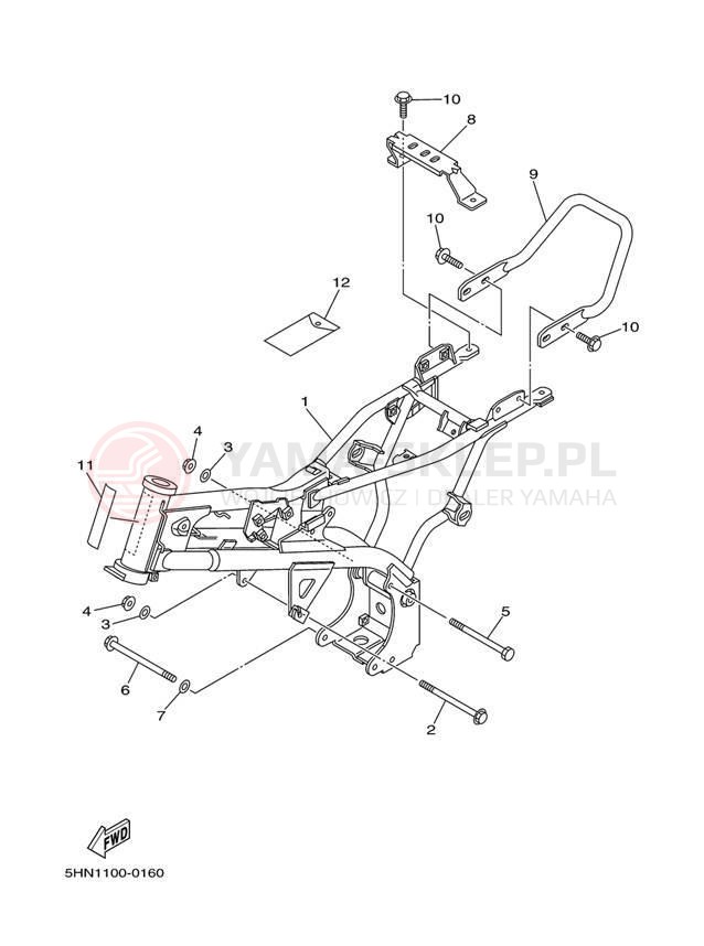 Schemat "rama" do Yamaha TTR90 TTR90S