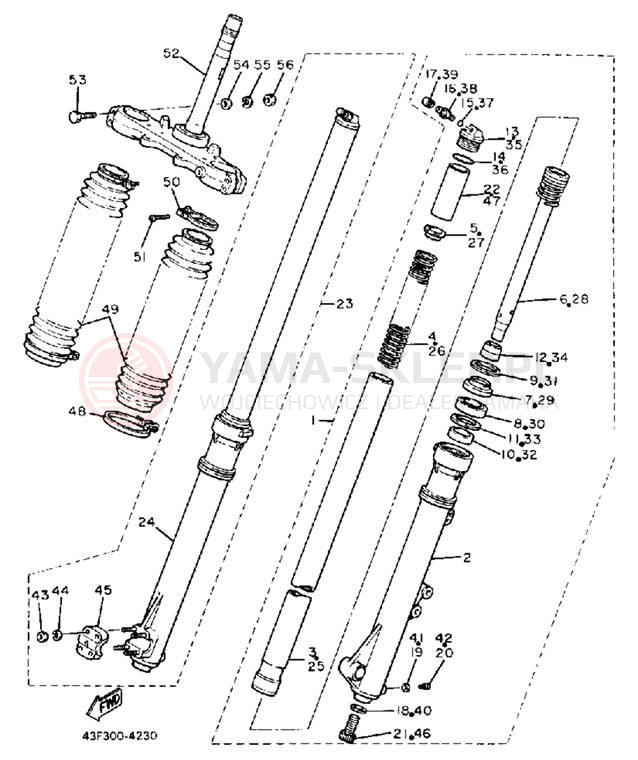 Schemat "Amortyzatory przód" do Yamaha XT600W/XT600WC